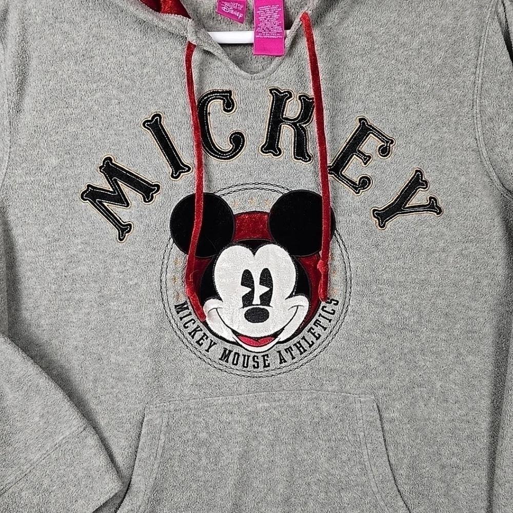 Disney Official Vintage Retro Mickey Mouse Grey Fleece Hoodie Womens 2XL - Picture 3 of 16